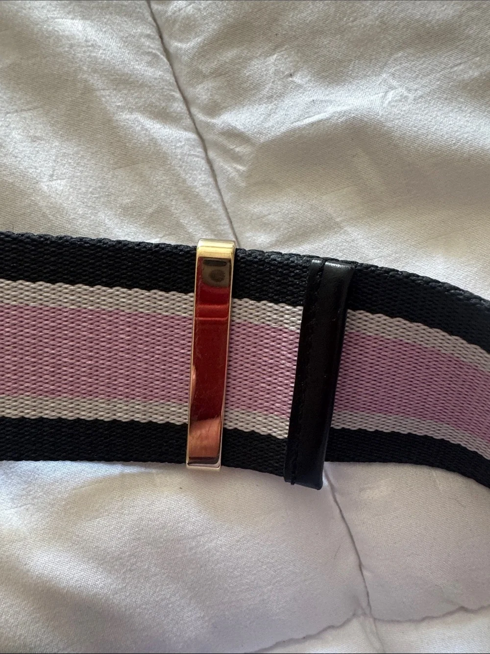 Authentic Versace Pink and Black Elastic Waist Belt with Gold Hardware